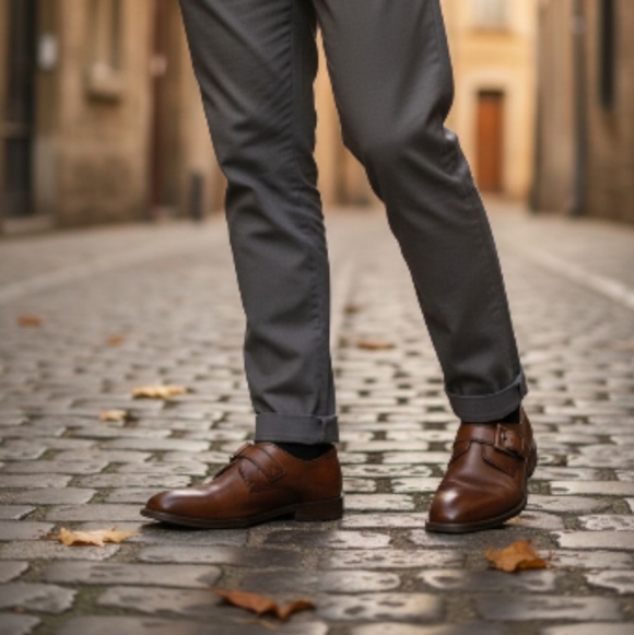 JOSEPH ABBOUD LEATHER SHOES Monk Strap BUCKLE Size 8.5 New - Picture 3 of 12